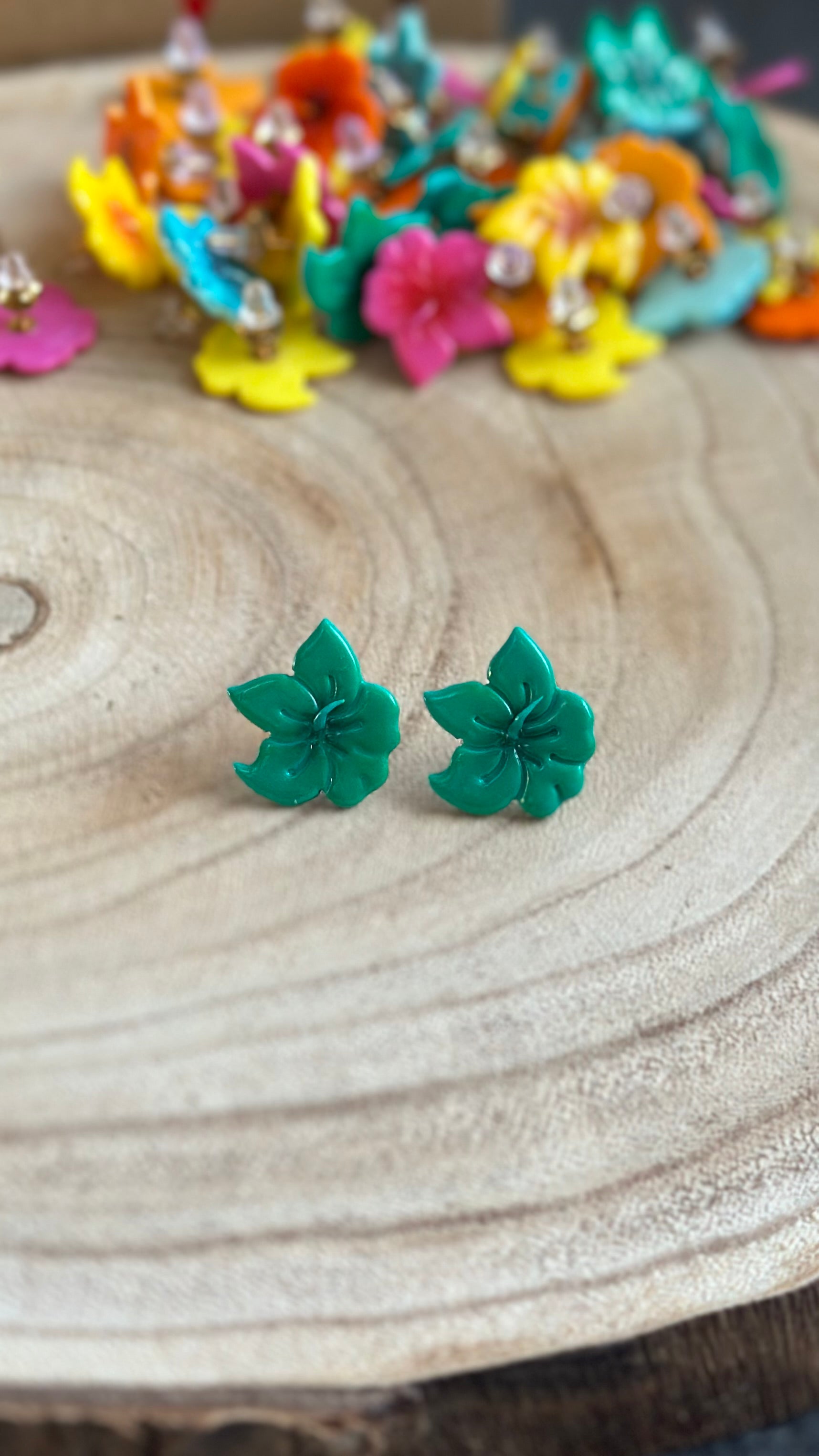 Puce d’oreille fleur d’hibiscus vert