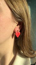 Boucles d'oreilles coeur rouge