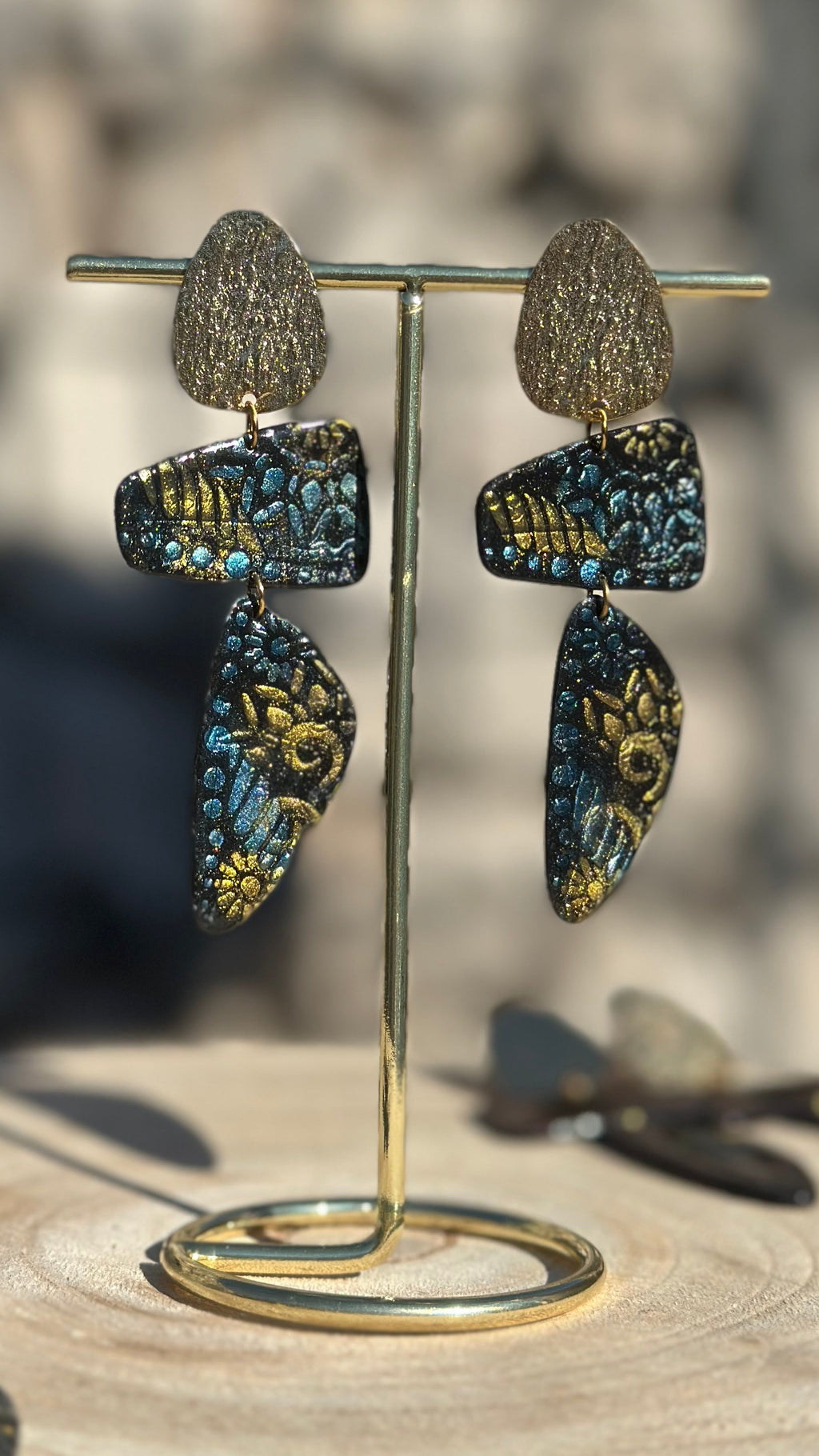 Pendantes doré bleu