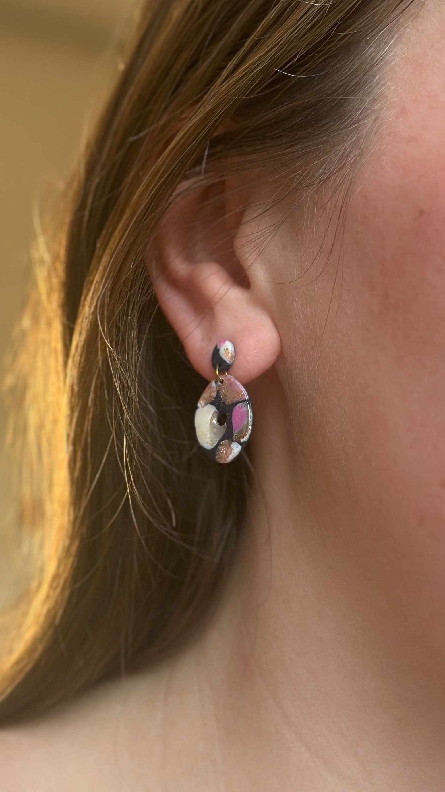 Boucle d’oreille ovale bleu