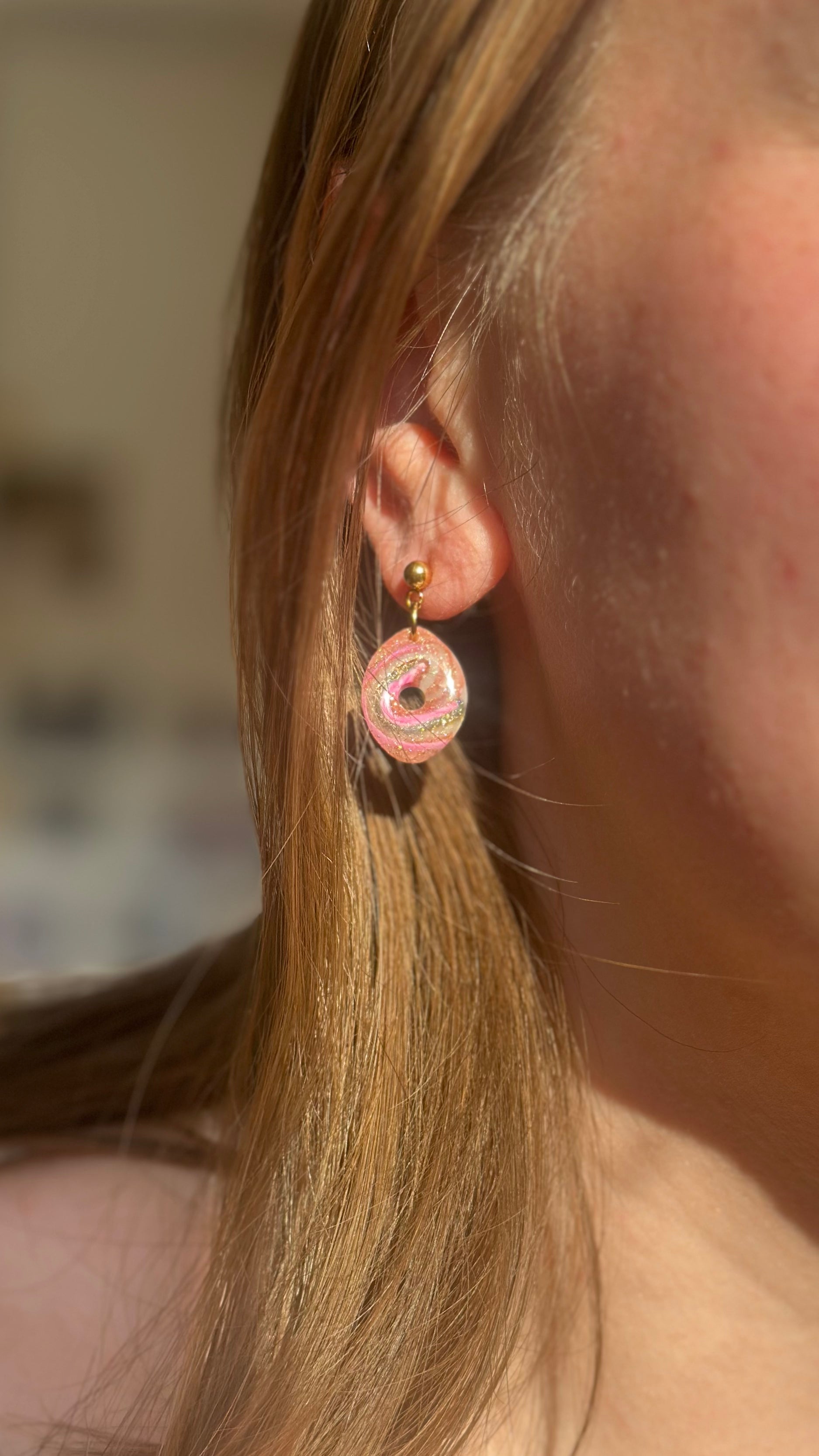Boucles d'oreilles ovale avec rond