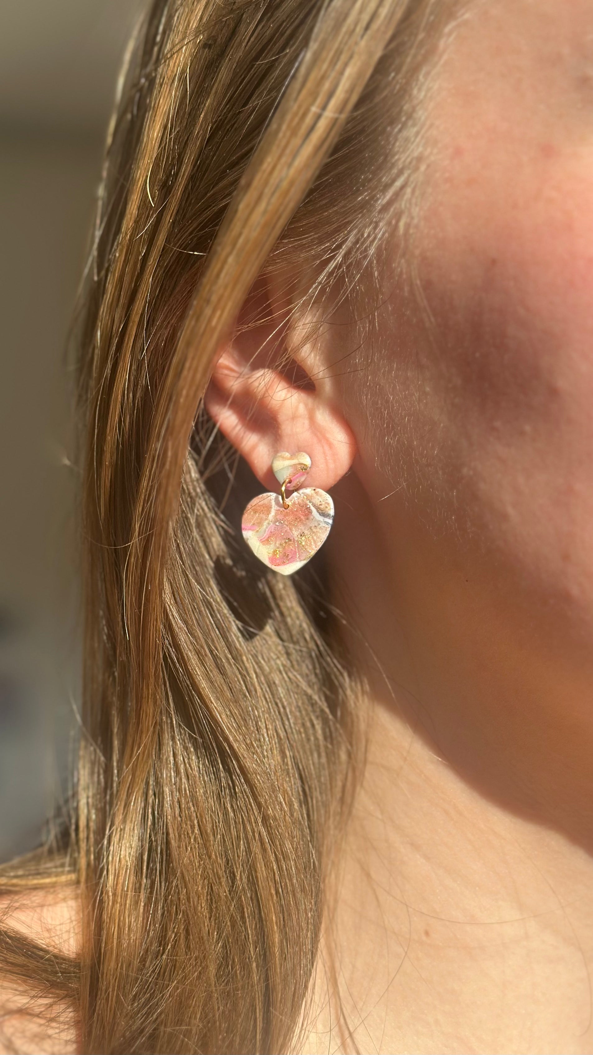 Boucles d'oreilles coeur rose