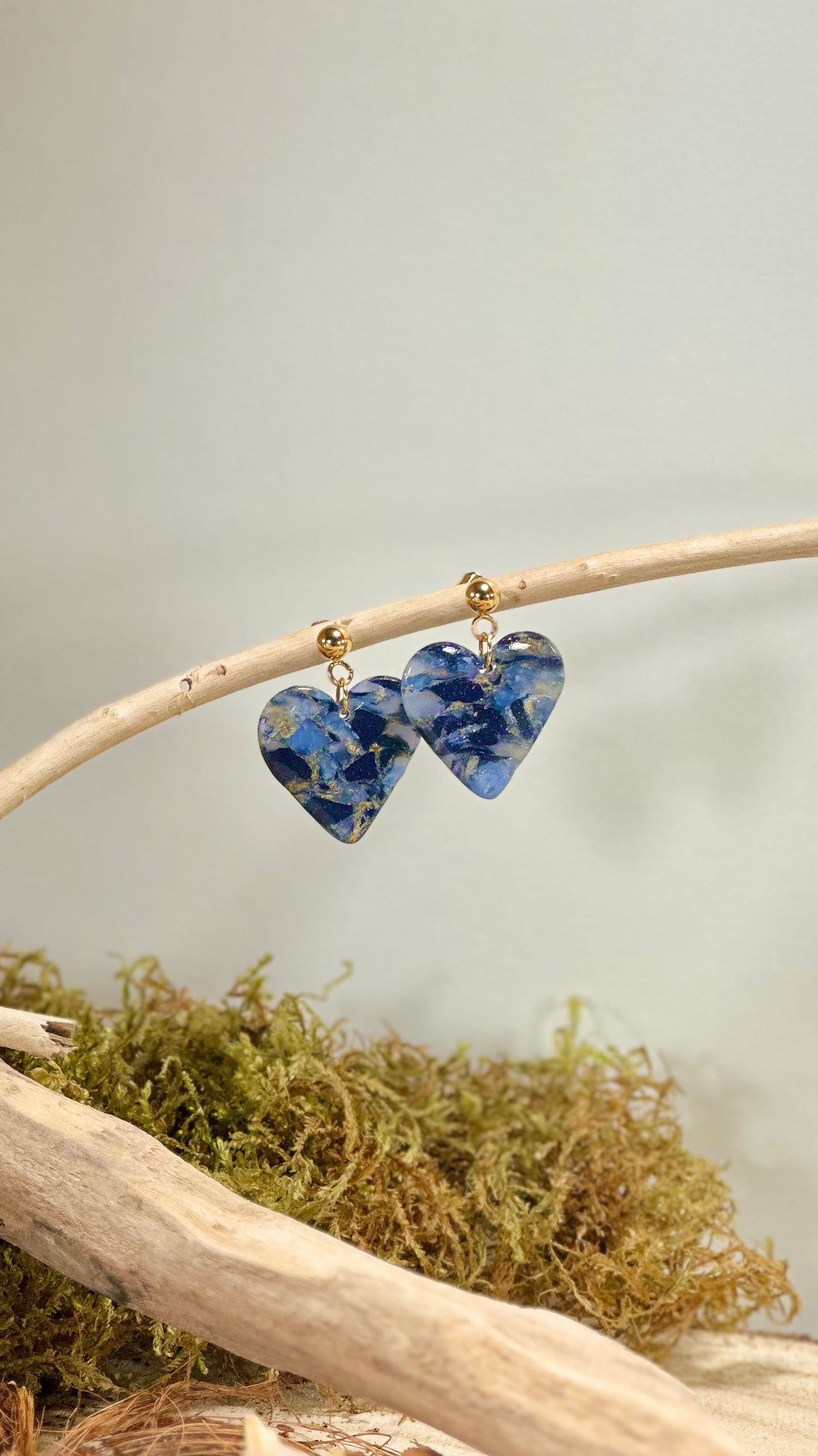 Boucles d'oreilles cœur bleu