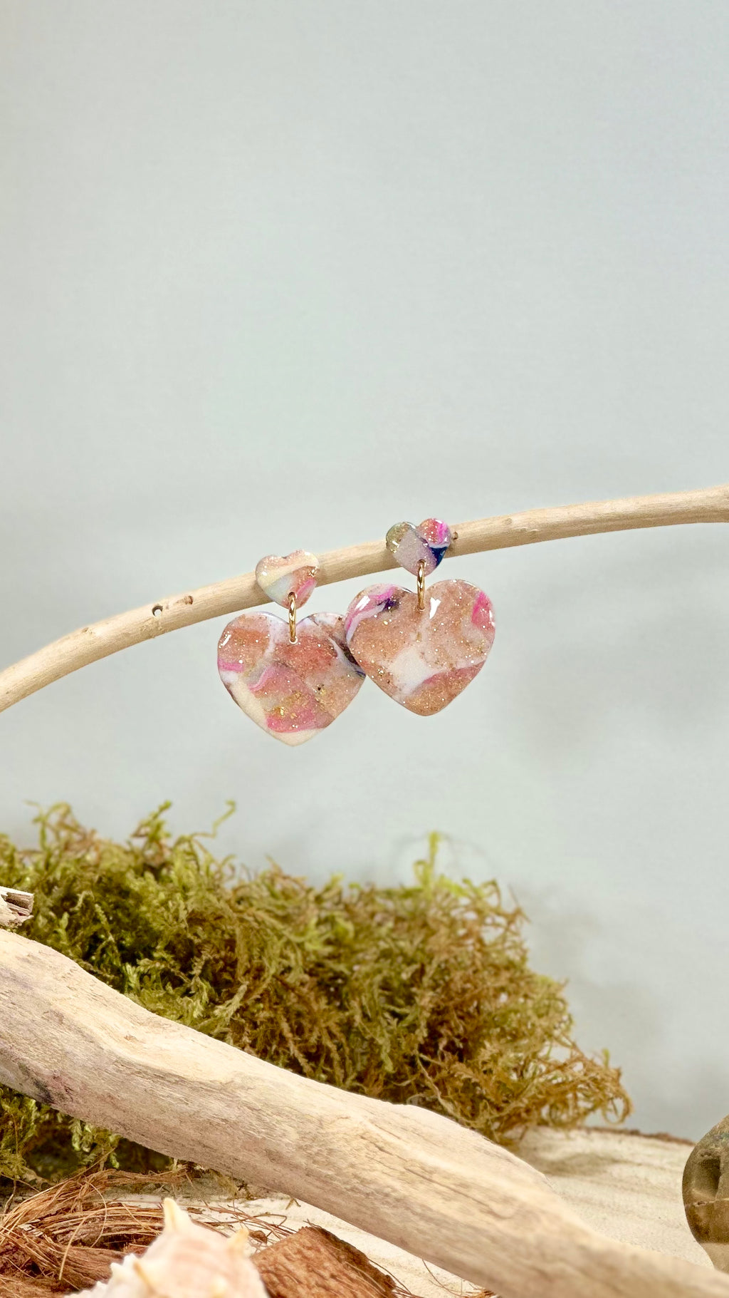 Boucles d'oreilles coeur rose