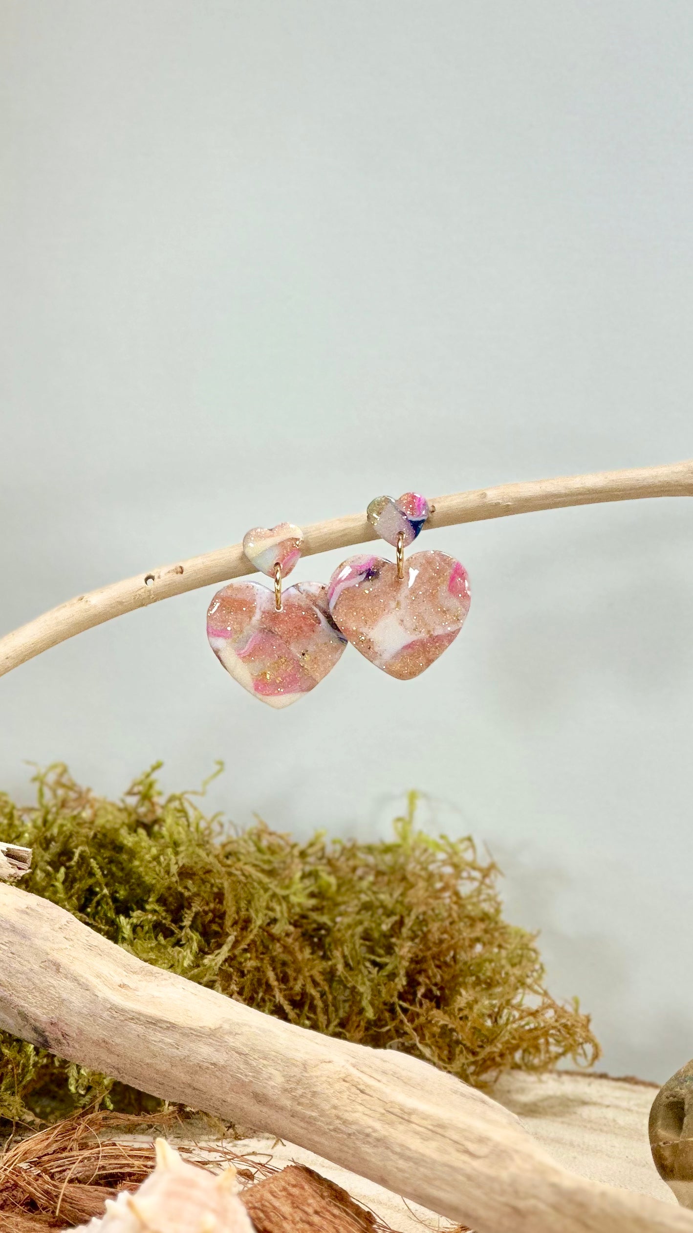 Boucles d'oreilles coeur rose