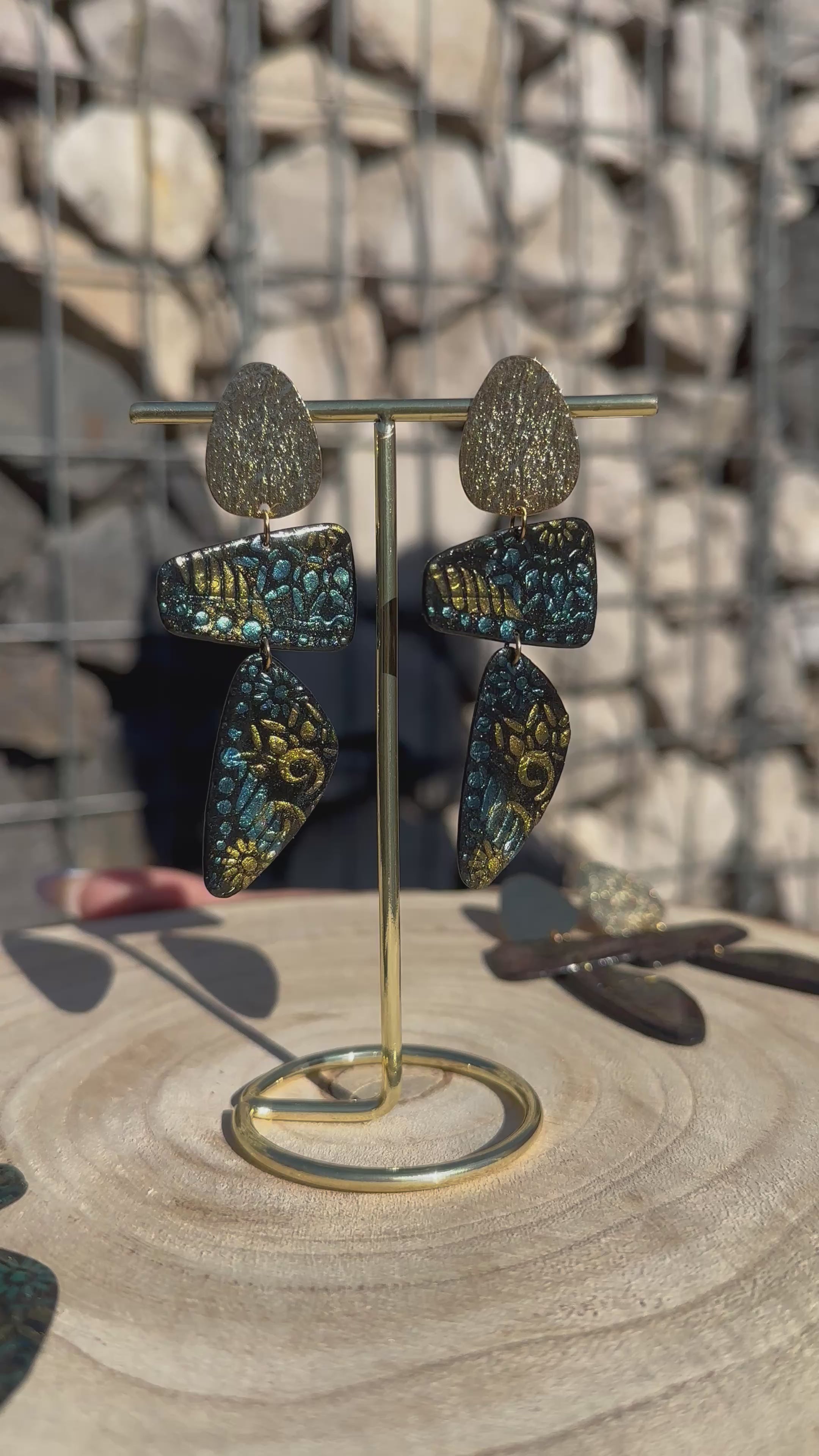 Pendantes doré bleu